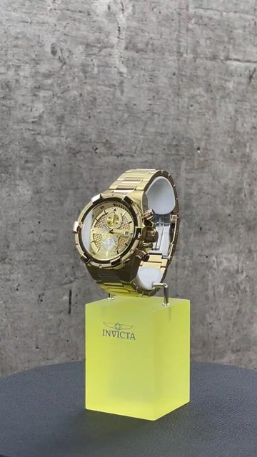 Invicta Aviator 28122 Herrenuhr - Quarzwerk - Edelstahl mit goldenem Zifferblatt - 50 mm