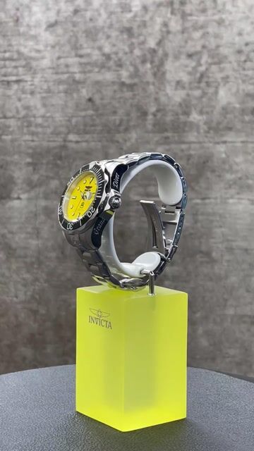 Invicta Grand Diver 3048 Rel&oacute;gio Masculino - Movimento Autom&aacute;tico - A&ccedil;o Inoxid&aacute;vel com Mostrador Amarelo - 47 mm