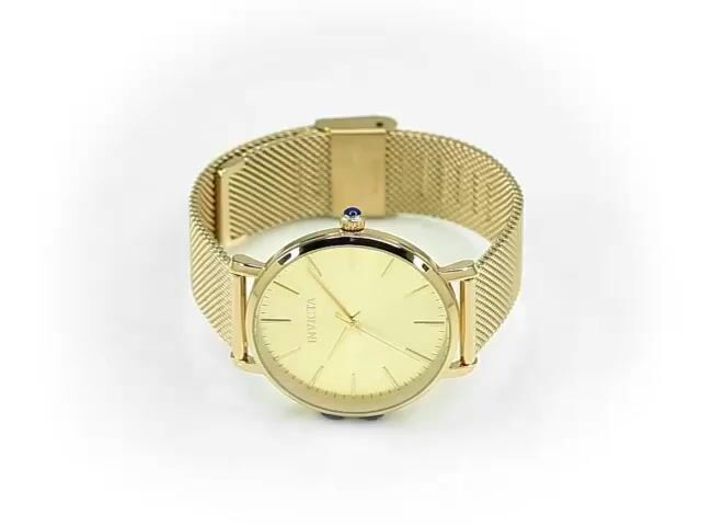 Invicta Angel 31071 Reloj de Mujer - Movimiento de Cuarzo - Acero Inoxidable con Esfera Dorada - 38 mm