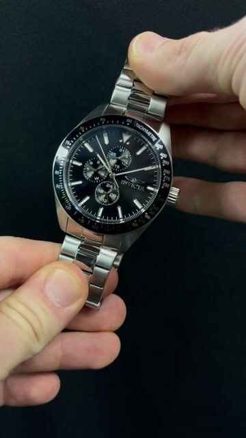 Invicta Aviator 38966 Reloj para Hombre - Movimiento de Cuarzo - Acero Inoxidable con Esfera Negra - 45 mm