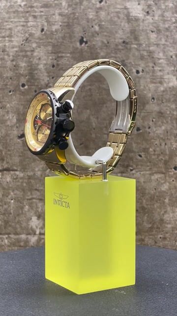 Invicta Aviator 17205 Reloj de Hombre - Movimiento de Cuarzo - Acero Inoxidable con Esfera Dorada - 48 mm