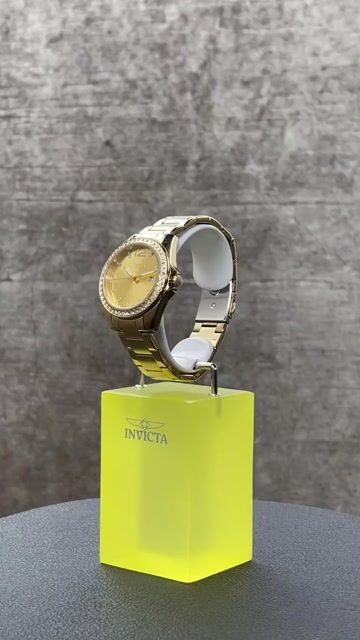 Invicta Angel 49847 Dameshorloge - Quartz Uurwerk - Roestvrij Staal met Gouden Wijzerplaat - 38 mm