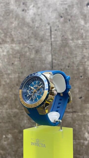 Invicta Aviator 39309 Herreklokke - Quartz Urverk - Rustfritt St&aring;l med Bl&aring; Skive - 50 mm